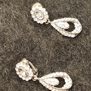 Chic Rhinestone and Silver Teardrop Earrings